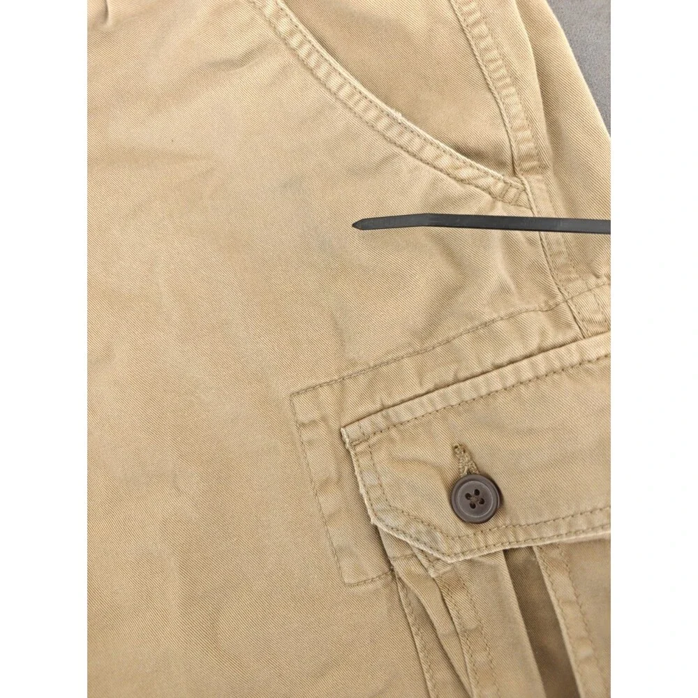 Arizona Men's Cargo Jogger Pants Khaki Tan Elastic Waist 38 Cotton